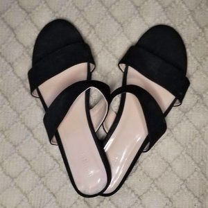 Faux Suede Double-Strap Slides